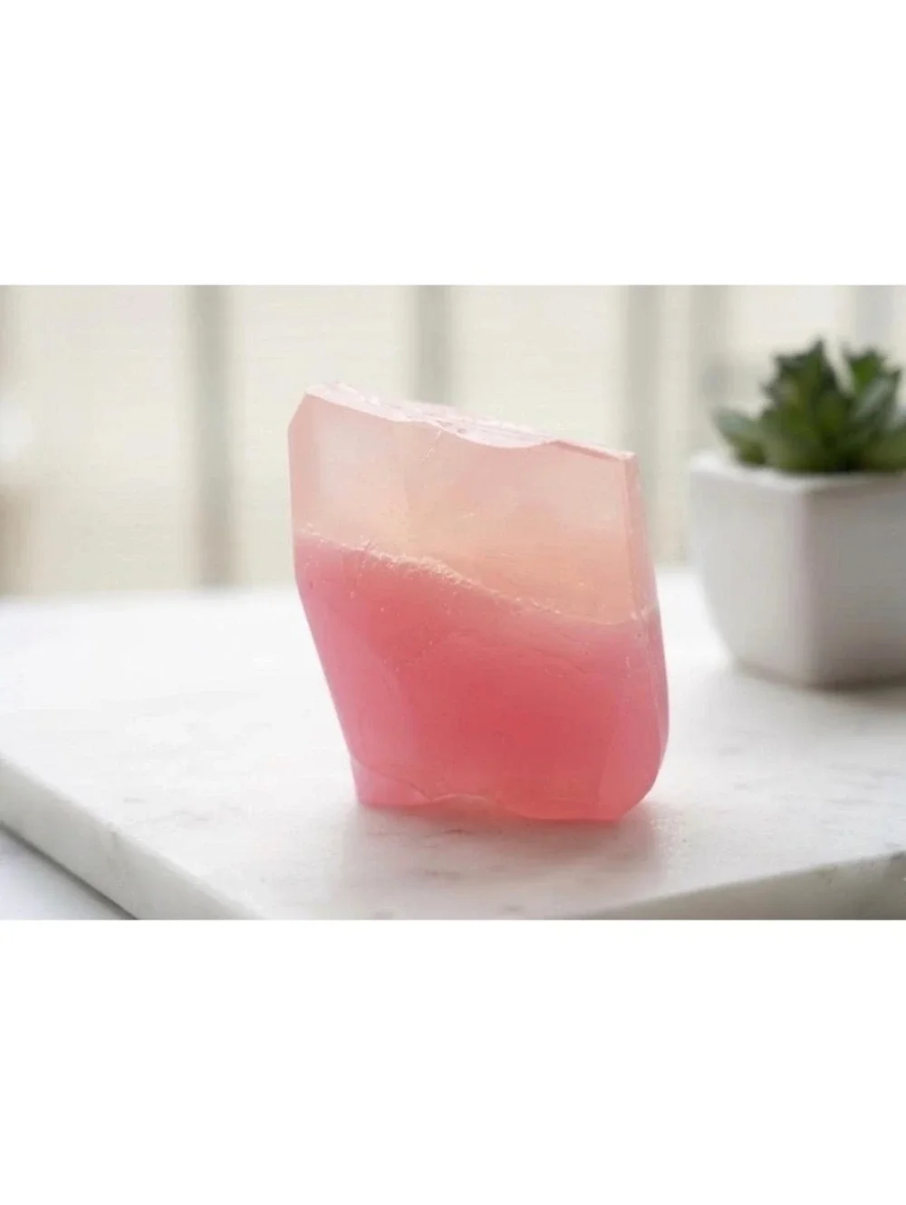Artisan Rose Quartz Gemstone Soap, Natural Pink Geode Bar